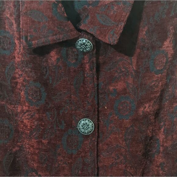 Vintage Women's Jacquard Button Up Jacket Burgundy Size XL - Picture 5 of 5
